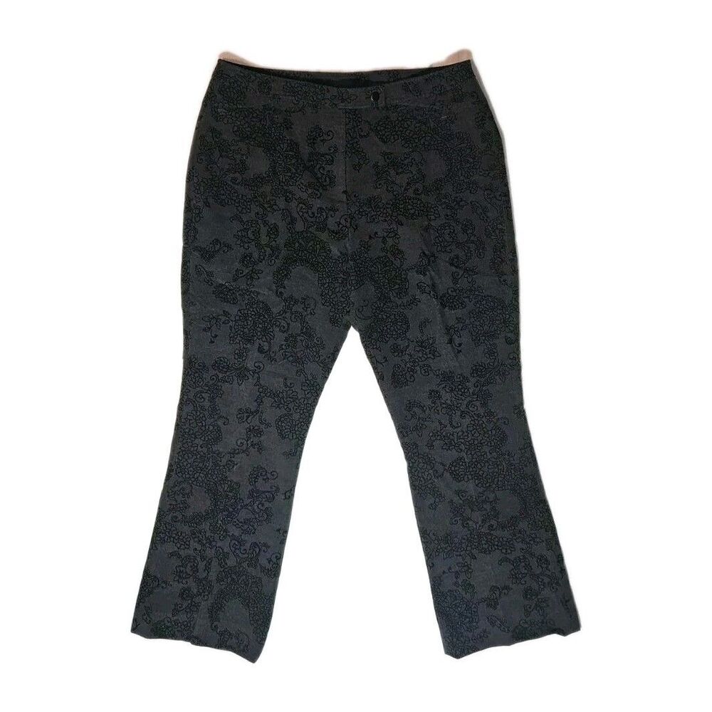 Nygard Collection Dress Pants Women's Black Straight Leg Velvet Witchy Size 16